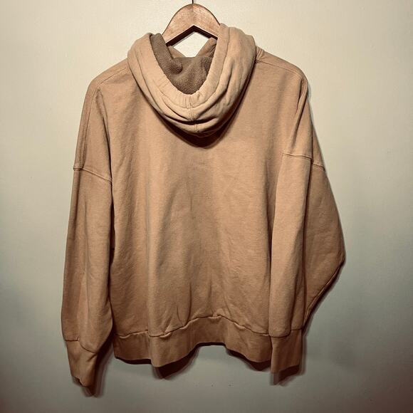 American Eagle Hoodie Seriously Huggable Fleece Lined Hood Keep Smiling Tan S - Picture 4 of 7